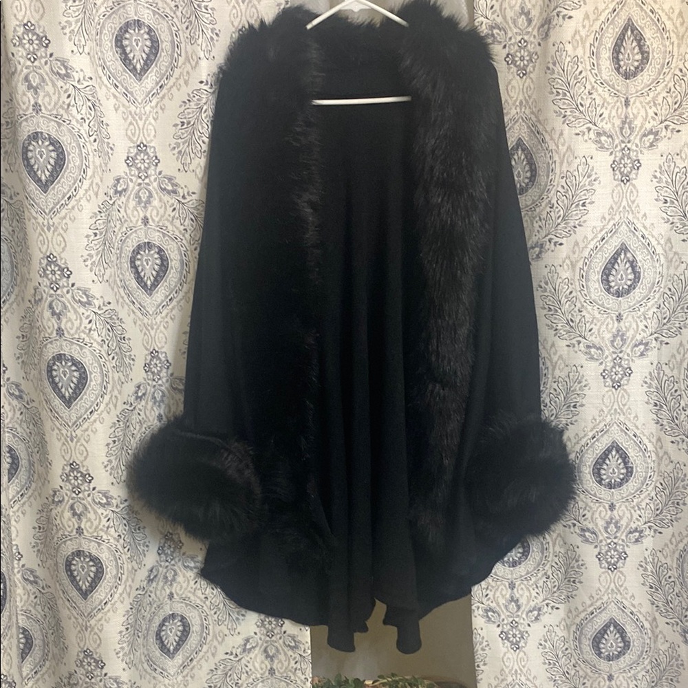 Amazon Black Shrug with Luxurious Furry Trim